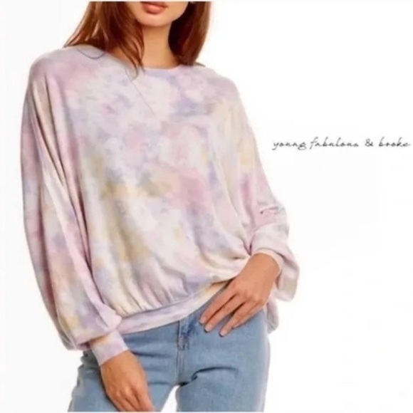 YOUNG Fabulous & Broke Women’s Juliette Crew Neck Tie Dye Sweatshirt Large EUC - Picture 1 of 4